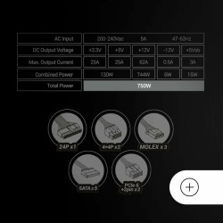 Fonte di Alimentazione Mars Gaming PSU 750W ATX 750 W 6 W 130 W 80 Plus Bronze