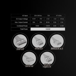 Fonte di Alimentazione Mars Gaming MPB1000SIMW 1000 W 80 Plus Gold