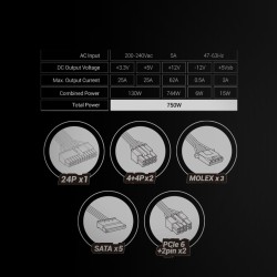 Fonte di Alimentazione Mars Gaming MPB750SIM 750 W 6 W 130 W 80 Plus Bronze