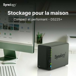 Memorizzazione in Rete NAS Synology DS225+ Nero Intel Celeron J4125