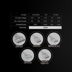 Fonte di Alimentazione Mars Gaming MPB1000SIM ATX 1000 W 80 Plus Gold